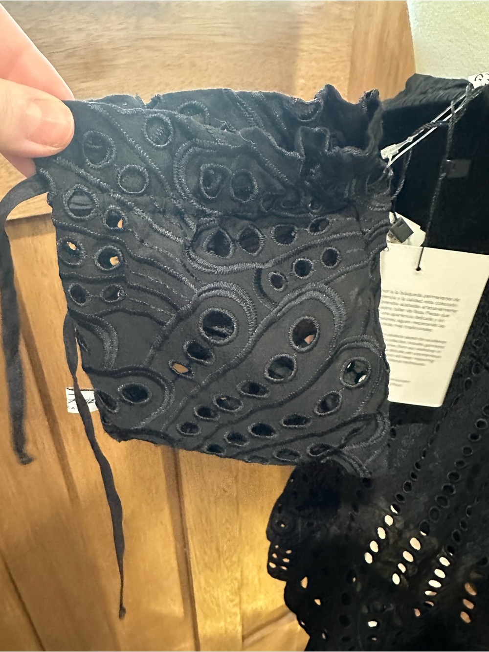 NWT Charo Ruiz Ibiza Black Eyelet Broderie Anglaise Mini Dress Size L - Picture 9 of 13